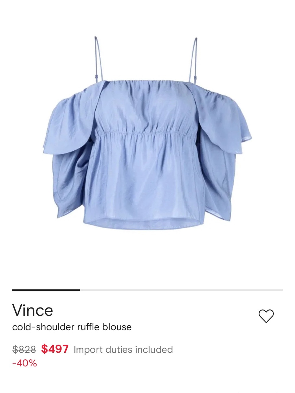 Vince Light Blue Off-Shoulder Ruffle Blouse - Picture 6 of 16